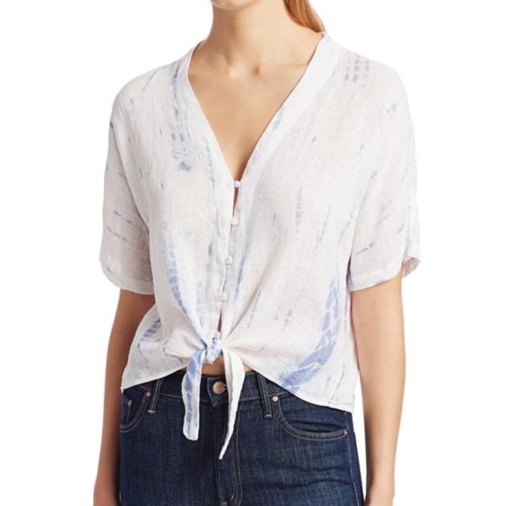 Rails Thea Tie-Hem Linen Blouse